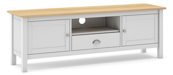Bijelo/natur TV stol od borovine 158x53 cm Misti - Marckeric