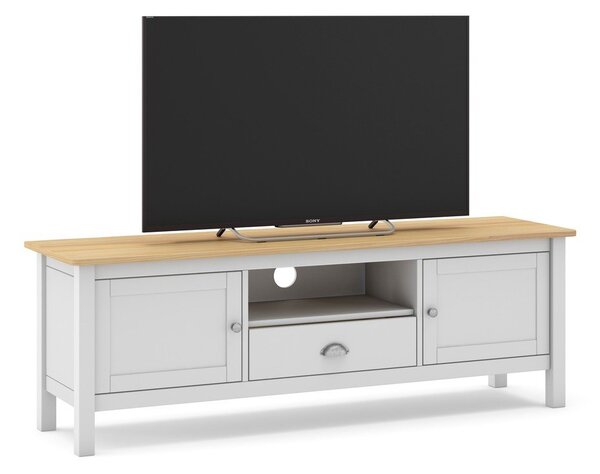 Bijelo/natur TV stol od borovine 158x53 cm Misti - Marckeric