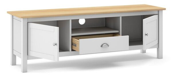 Bijelo/natur TV stol od borovine 158x53 cm Misti - Marckeric
