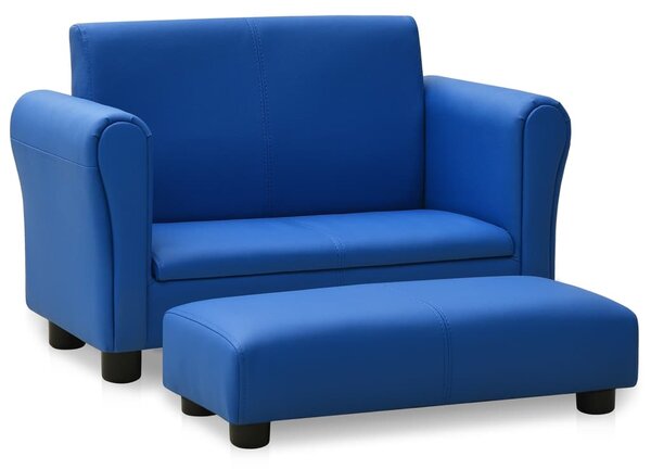 VidaXL Dječja sofa s tabureom od umjetne kože plava