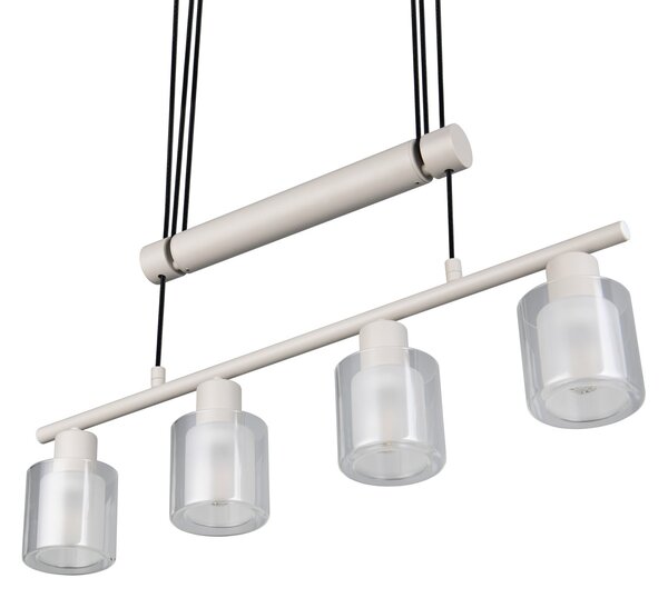 Reality Leuchten Neralo viseća lampa, 4 žarulje, svijetlosiva, metal, E14, podesiva, prigušiva, Sivo, Dnevni boravak/blagovaonica, Metal
