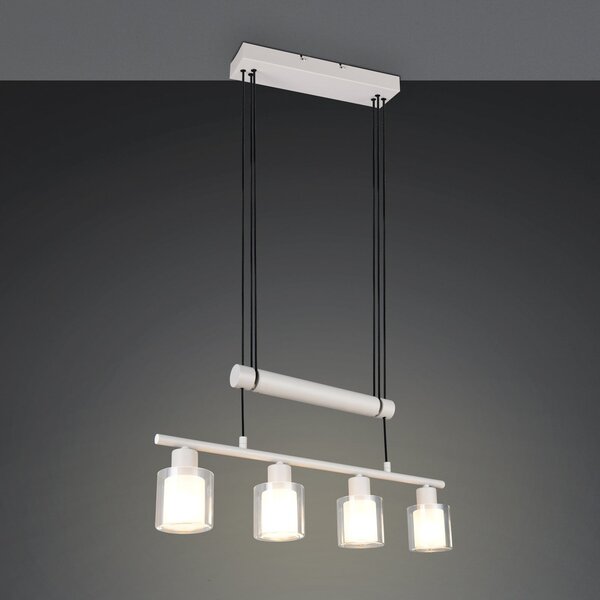 Reality Leuchten Neralo viseća lampa, 4 žarulje, svijetlosiva, metal, E14, podesiva, prigušiva, Sivo, Dnevni boravak/blagovaonica, Metal