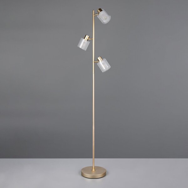 Reality Leuchten Podna lampa Neralo, zlatne boje, metal, visina 154,5 cm, E14, Zlato / mjed, Dnevni boravak/blagovaonica, Metal
