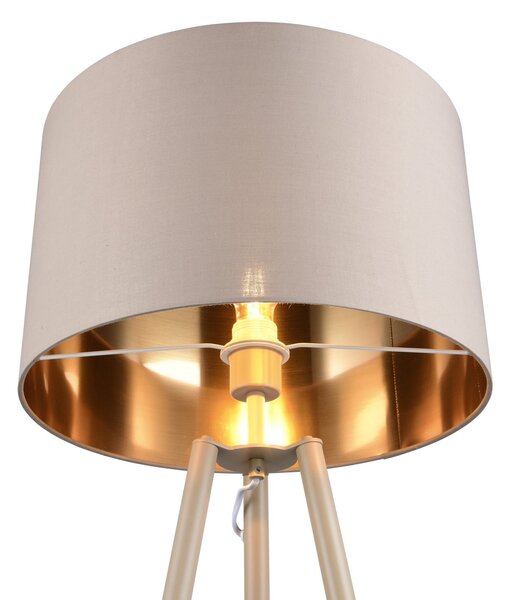 Reality Leuchten Podna lampa Colette, bež, na tri noge, metal, tkanina, E27, Bež, Dnevni boravak/blagovaonica, Metal