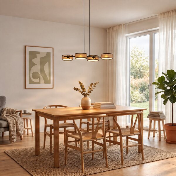 EMIBIG LIGHTING Viseća svjetiljka Drumz 4, smeđa, tkanina/čelik, duljina 80 cm, E14, prigušiva, Smeđa / hrđa, Dnevni boravak/blagovaonica, Tkanina / tekstil