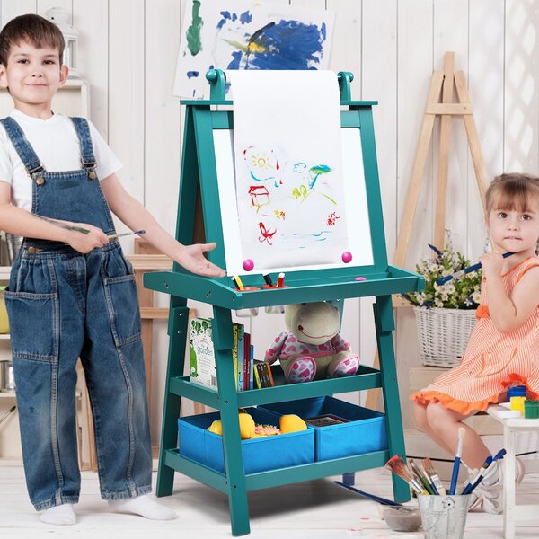 3 u 1 dječji štafelaj, dječja ploča, dvostrana bijela ploča i ploča za pisanje kredom i papir za crtanje 59 x 50 x 117 cm plava