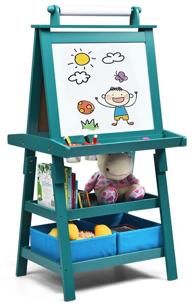 3 u 1 dječji štafelaj, dječja ploča, dvostrana bijela ploča i ploča za pisanje kredom i papir za crtanje 59 x 50 x 117 cm plava