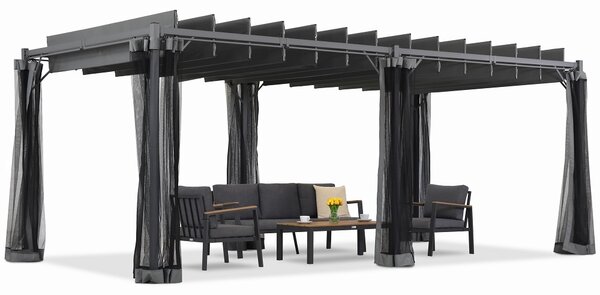 Antracit terasa pergola Malaga 3x6m sa komarnikom Garden Point