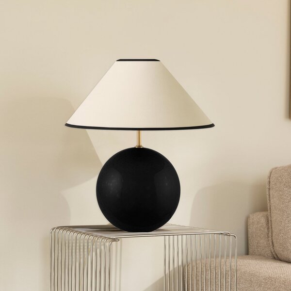 Globen Lighting Stolna lampa IRIS, bež/crna, visina 39 cm, Bež, Dnevni boravak/blagovaonica, Tkanina / tekstil