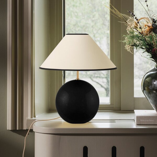 Globen Lighting Stolna lampa IRIS, bež/crna, visina 39 cm, Bež, Dnevni boravak/blagovaonica, Tkanina / tekstil