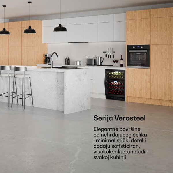 Klarstein VeroSteel hladnjak za vino ispod pulta | 2 zone | 129 litara | 43 boce | 60 cm