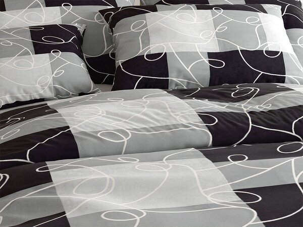 Pamučna posteljina SQUARES BLEND siva Dimenzije posteljine: 70 x 90 cm | 140 x 200 cm