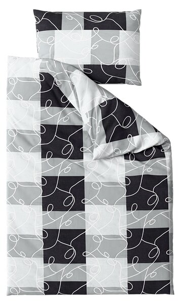 Pamučna posteljina SQUARES BLEND siva Dimenzije posteljine: 70 x 90 cm | 140 x 200 cm