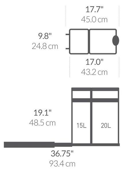 Plastična kanta za otpad 35 l Dual - simplehuman
