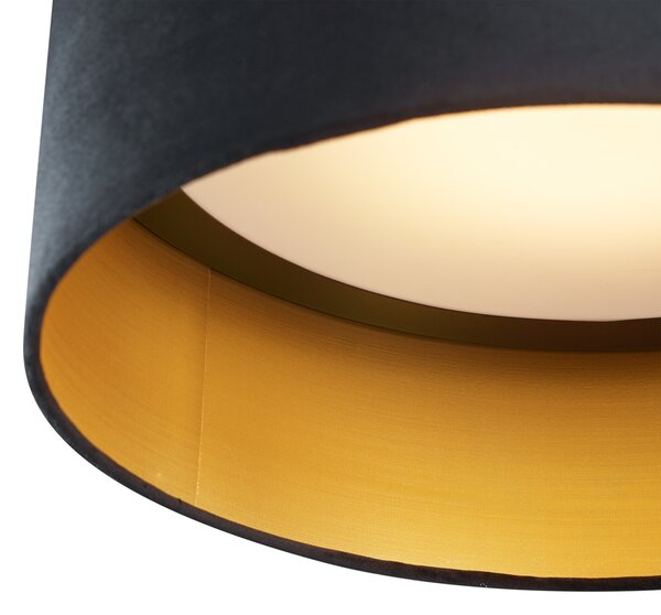 Moderna stropna svjetiljka crni baršun 40 cm uklj. LED s 3-stupanjskim prigušivanjem - Sue