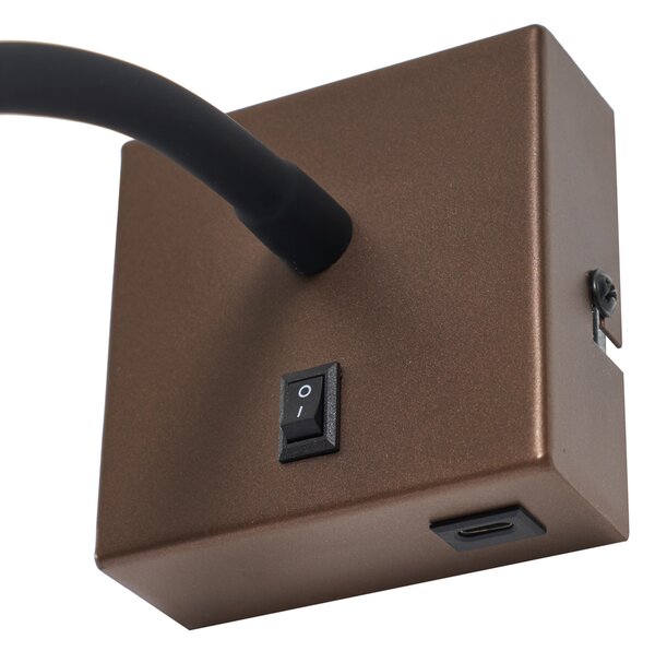 Moderna brončana zidna svjetiljka s USB-C priključkom - Gosna