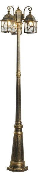 Klasična vanjska svjetiljka starinsko zlato s prozirnim staklom 198 cm IP44 - London