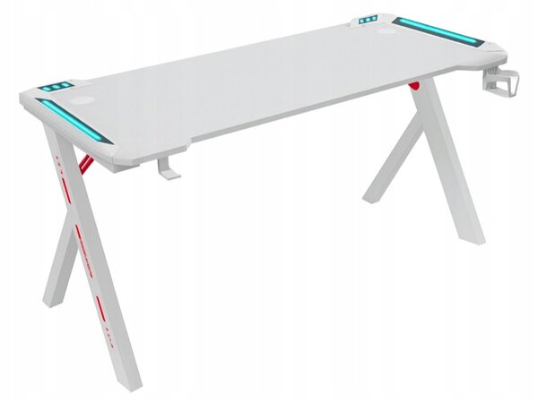 Igraći stol s RGB LED pozadinskim osvjetljenjem u bijeloj boji Širina: 60 cm | Duljina: 120 cm