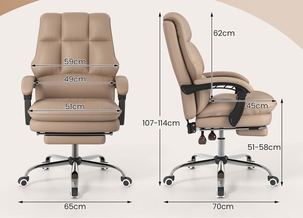 Ergonomska uredska stolica s uvlačivim osloncem za noge, direktorska stolica