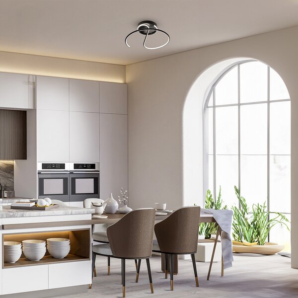 Milagro Lighting LED stropna svjetiljka Delta, metalna, crna, 4000 K, Crno, Dnevni boravak/blagovaonica, Metal