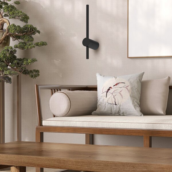 Milagro Lighting LED zidna svjetiljka Swing, visina 30 cm, CCT, metalna, crna, Crno, Dnevni boravak/blagovaonica, Metal