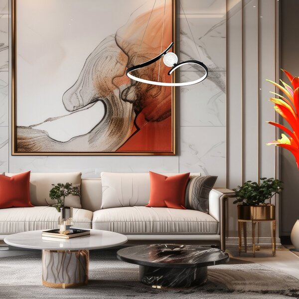 Milagro Lighting Perla LED viseća svjetiljka, metal, akril, crna, 4000 K, Crno, Dnevni boravak/blagovaonica, Metal