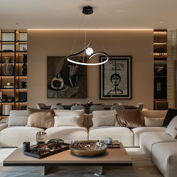 Milagro Lighting Perla LED viseća svjetiljka, metal, akril, crna, 4000 K, Crno, Dnevni boravak/blagovaonica, Metal
