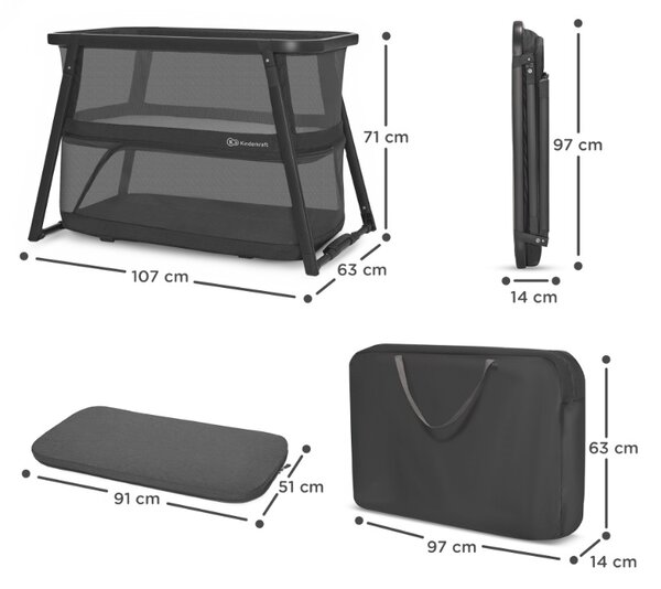 Kinderkraft putni krevetić Sofi Plus - Grey