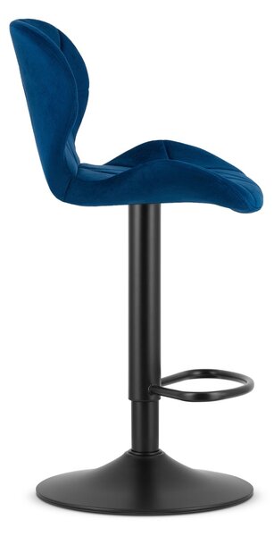 Barska stolica s crnom nogom WEST VELVET, plava
