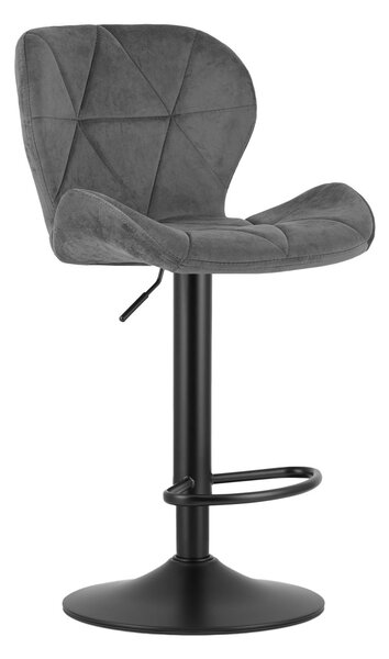 Barska stolica s crnom nogom WEST VELVET, siva