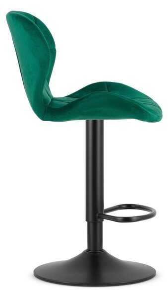 Barska stolica s crnom nogom WEST VELVET, zelena