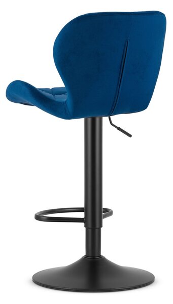 Barska stolica s crnom nogom WEST VELVET, plava