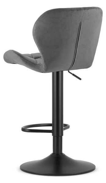 Barska stolica s crnom nogom WEST VELVET, siva