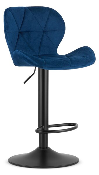 Barska stolica s crnom nogom WEST VELVET, plava