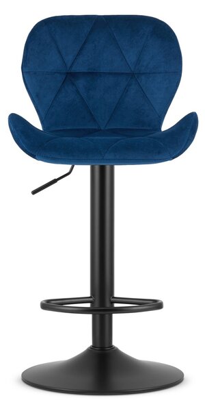 Barska stolica s crnom nogom WEST VELVET, plava