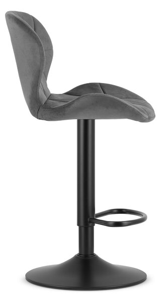Barska stolica s crnom nogom WEST VELVET, siva