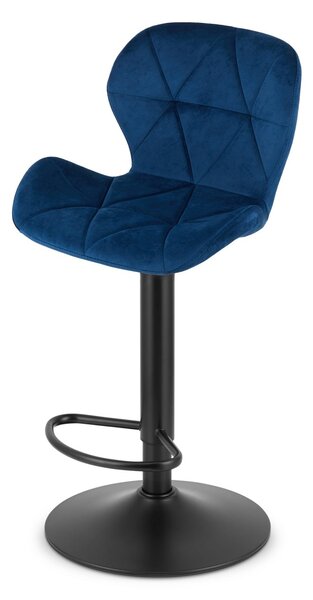Barska stolica s crnom nogom WEST VELVET, plava