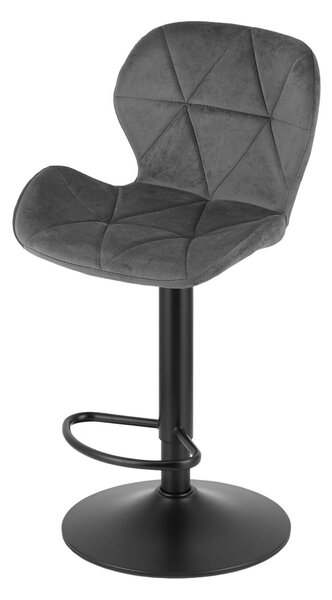 Barska stolica s crnom nogom WEST VELVET, siva