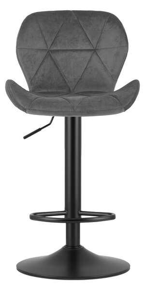 Barska stolica s crnom nogom WEST VELVET, siva