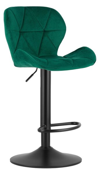 Barska stolica s crnom nogom WEST VELVET, zelena