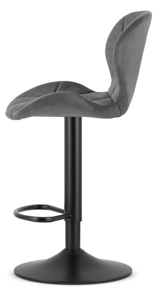 Barska stolica s crnom nogom WEST VELVET, siva