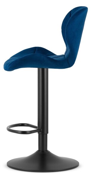 Barska stolica s crnom nogom WEST VELVET, plava