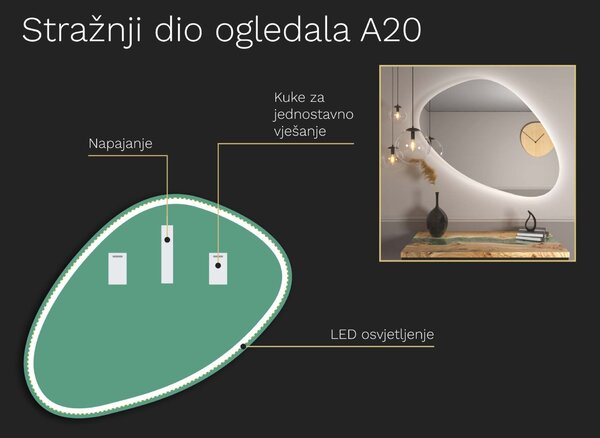 Organsko ogledalo s LED osvjetljenjem A20