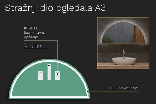 Netipično ogledalo s LED osvjetljenjem A3