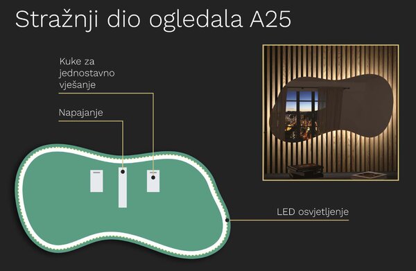 Organsko ogledalo s LED osvjetljenjem A25