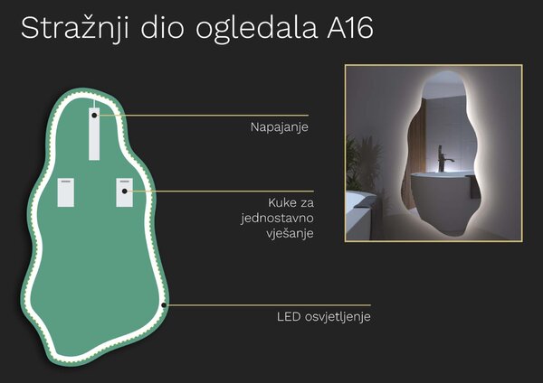 Organsko ogledalo s LED osvjetljenjem A16