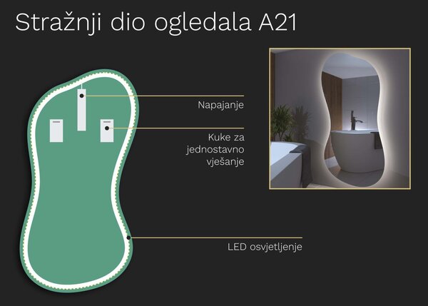 Organsko ogledalo s LED osvjetljenjem A21