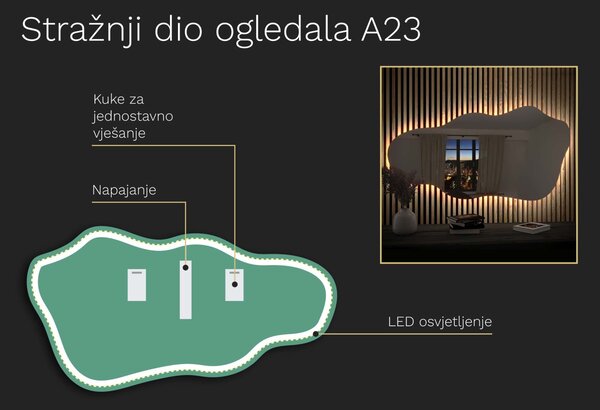 Organsko ogledalo s LED osvjetljenjem A23