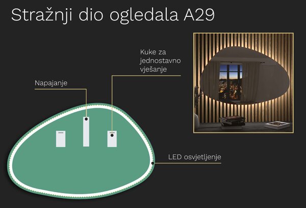 Organsko ogledalo s LED osvjetljenjem A29