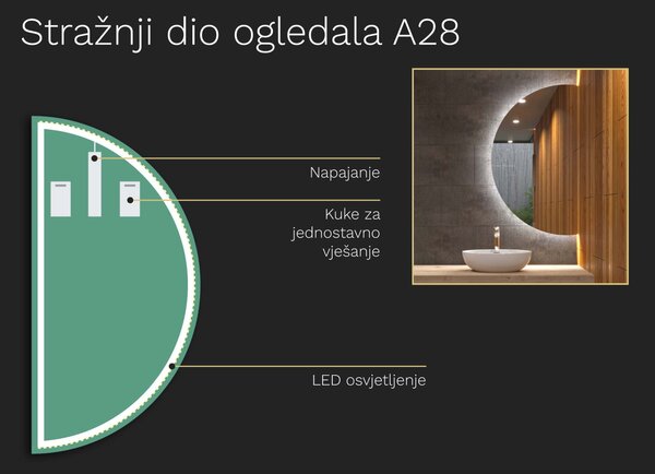 Netipično ogledalo s LED osvjetljenjem A28